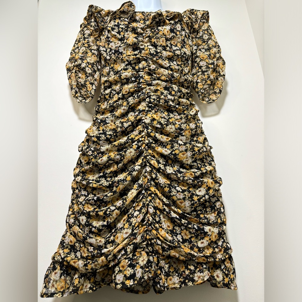 Astr The Label Ruffle Neck Ruched Mini Dress, Size XS - Picture 7 of 8